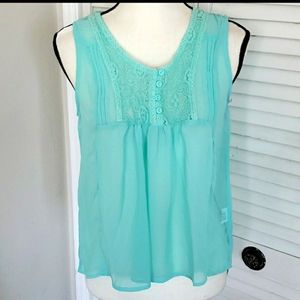 NWT Pleione Aqua Blue Babydoll Sleeveless Top